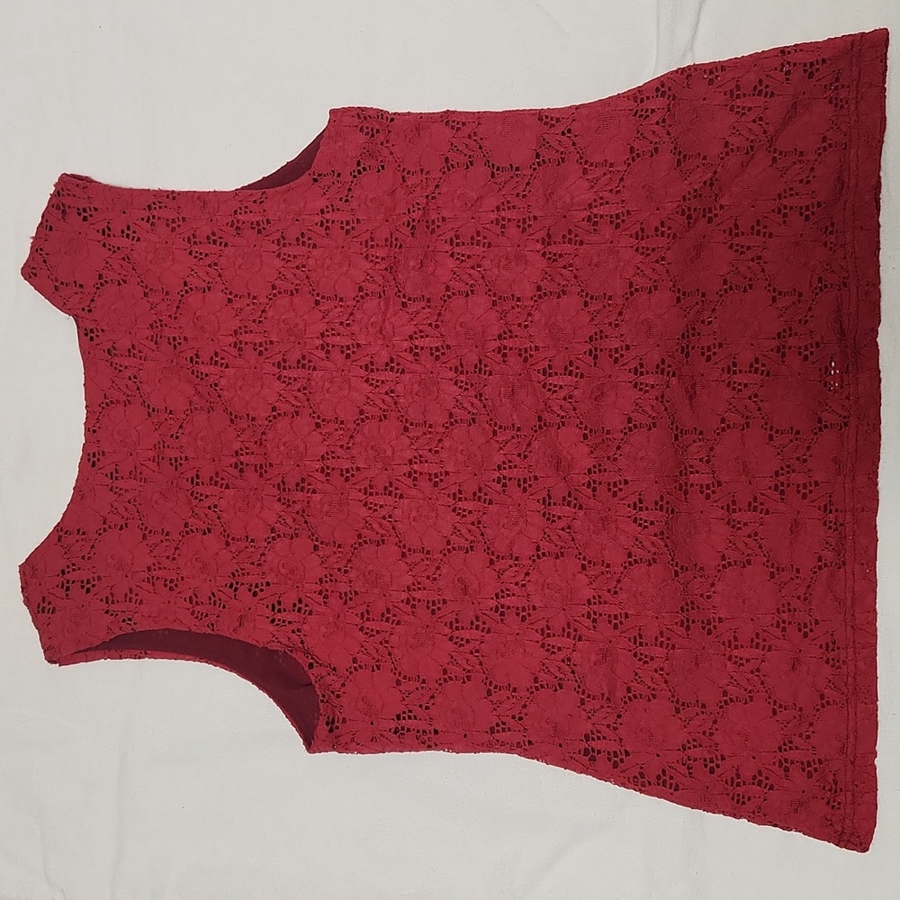 Croft and Barrow red lace floral sleeveless tank top red womens large - Picture 2 of 4